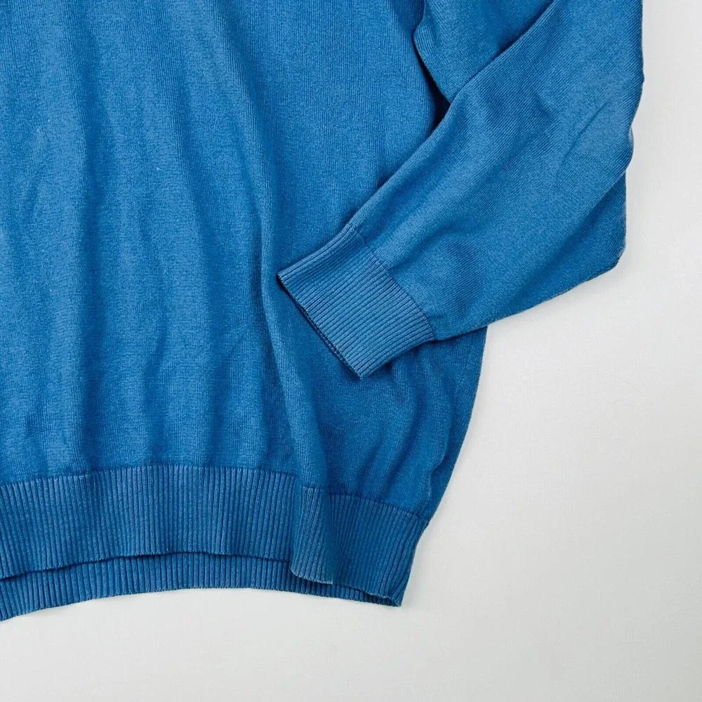 Jos. A. Bank V Neck Sweater Size XXL Blue 100% Pima‎ Cotton Ribbed